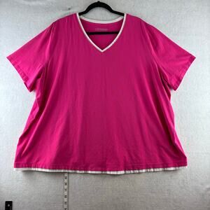 Cathrine's Suprema Collection V-neck Top 3X Plus 26/28W Hot Pink Modest Comfort